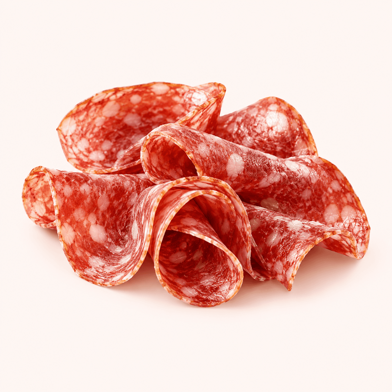 Rosettes de salami délicatement pliées